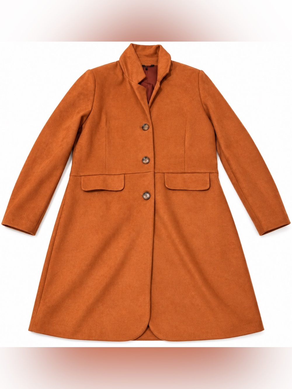 DG2 Diane Gilman Women’s Faux Suede Long Coat Jacket Rust Orange Size M
